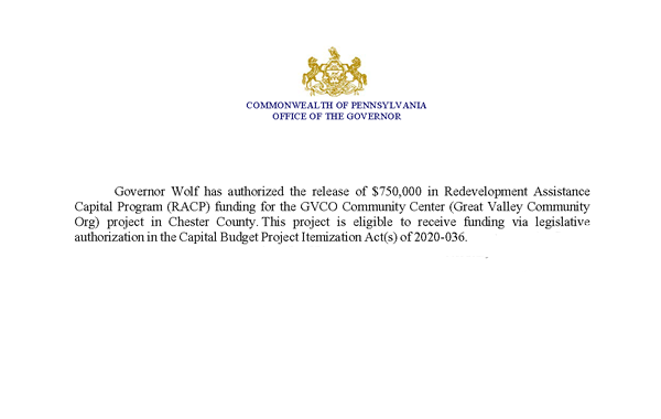 $750,000 RACP State grant awarded to GVCO